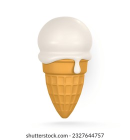 Ice cream in cartoon style. 3d summer holiday object. Vector illustration.