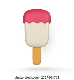 Ice cream in cartoon style. 3d summer holiday object. Vector illustration.
