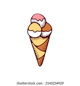 Helado al estilo de las caricaturas. Helado vectorial en hermosos colores aislados en un fondo blanco