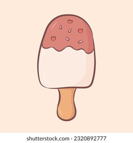 Ice cream in cartoon style. Vector illustration of summer food eskimo in doodle style