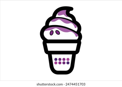 ice cream cartoon theme color outline vector illustration