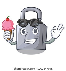 With ice cream cartoon unlocked padlock on the table