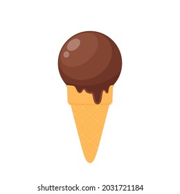 Vector de dibujos animados de helados. helado de chocolate con fondo blanco.