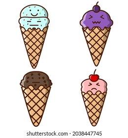 Ice cream cartoon vector design with expression