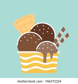 ice cream cartoon vector. free space for text.