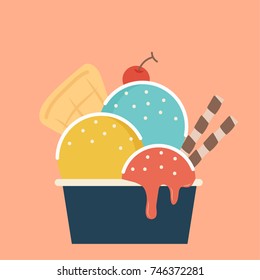 ice cream cartoon vector. free space for text.