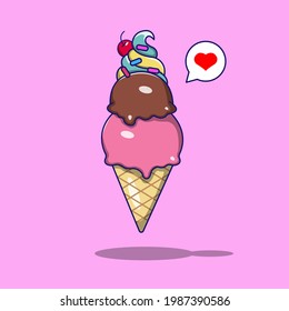 Ice cream cartoon vector icon illustration. dessert food icon concept isolated vector. flat cartoon style