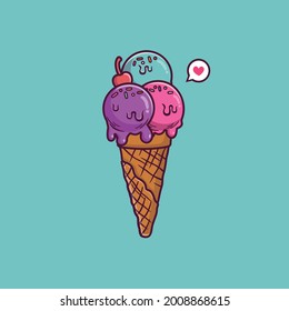 Ice cream cartoon vector icon illustration. dessert food icon concept isolated vector