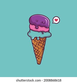 Ice cream cartoon vector icon illustration. dessert food icon concept isolated vector