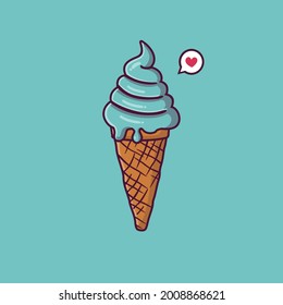 Ice cream cartoon vector icon illustration. dessert food icon concept isolated vector