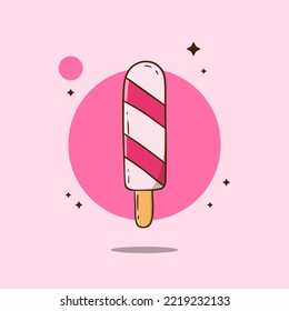 Ice Cream Cartoon Vector Icon Illustration. Sweet Food Icon Concept Isolated Premium Vector. Flat Cartoon Style