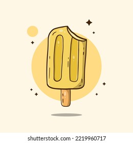 Ice Cream Cartoon Vector Icon Illustration. Sweet Food Icon Concept Isolated Premium Vector.