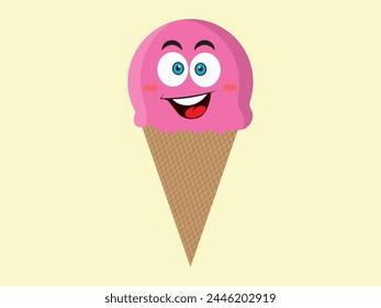 Ice cream cartoon vector, ice cream icon, kid, sundaes, fresh, sweet, tasty, ice cream icon, ice cream symbol. Can use for infographic, banner, poster, web design. Isolated on white background. 