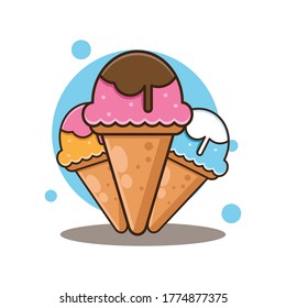 Eiscreme-Cartoon-Vektorgrafik. Flachbildfernseher geeignet für Web-Landing-Page, Banner, Flyer, Aufkleber