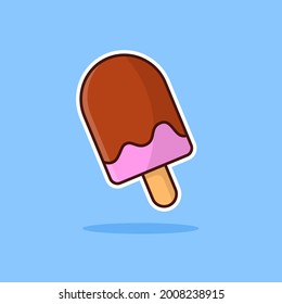 Ice Cream Cartoon Vector Illustration. Good Used for Sticker, Logo, Icon, Clipart, Etc - EPS 10 Vector