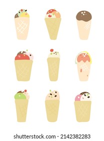 ice cream cartoon vector illustration set