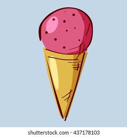 Ice cream, cartoon, vector illustration.