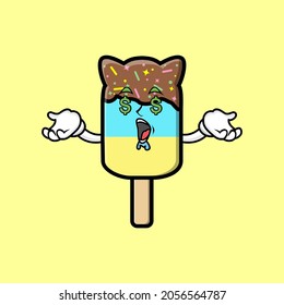 ice cream cartoon vector image on yellow background cartoon icon illustration design isolated flat cartoon style