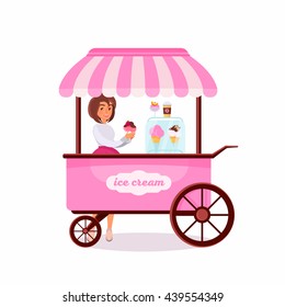 Ice cream cart.Vector illustration