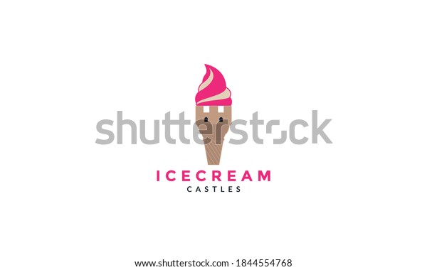 ice\
cream with castle building logo vector icon\
design