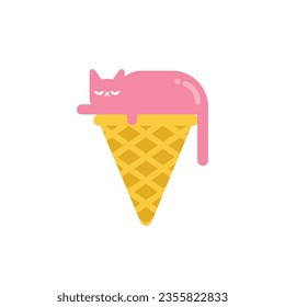 Ice cream cat isolated. Eskimo pet. Vector illustration