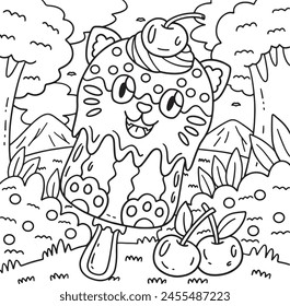 Ice Cream Cat Popsicle Coloring Page for Kids