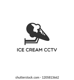 ice cream cctv monochrome logo design