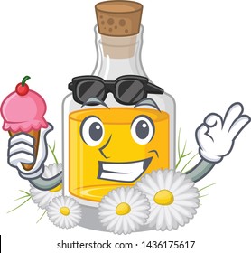 With ice cream chamomile oil in the cartoon shape