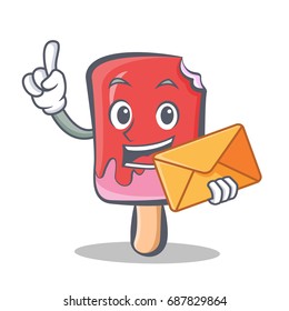 ice cream character cartoon with envelope