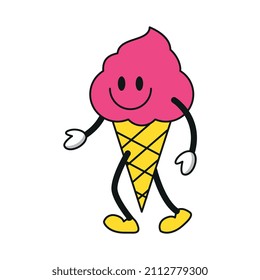 ice cream character cartoon isolated over white background. vector illustration