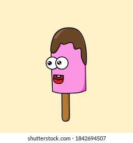 ice cream character cartoon logo illustration design with eyes and mouth