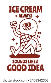 Ice cream character design for website, application, printing, document, poster, sticker design, etc.