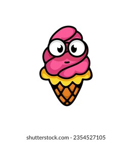 ice cream character logo design template