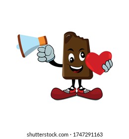 Ice cream character mascot and heart. Design vector illustration