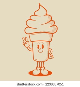 Ice Cream Character, Retro Mascot Character