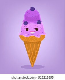 Ice cream character. Vector flat cartoon illustration