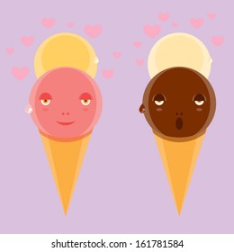 Ice cream character vector illustration