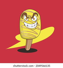 Ice Cream character vector. Sweet Dessert Food concept. Emoji Emoticon collection. Cartoon characters for kids coloring book, colouring pages, t-shirt print, icon, logo, label, patch, sticker.