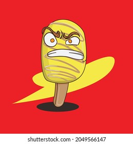 Ice Cream character vector. Sweet Dessert Food concept. Emoji Emoticon collection. Cartoon characters for kids coloring book, colouring pages, t-shirt print, icon, logo, label, patch, sticker.