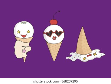 ice cream characters, melted ice cream