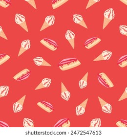 With ice cream and cheesecake, your dessert will be exquisite and amazingly tasty, dessert, confectioner, sugar, vector, illustration, isolated, background, art, food, jam, waffle cone
