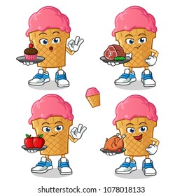 ice cream chef mascot vector cartoon illustration