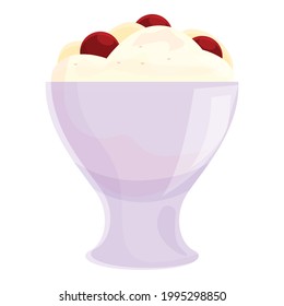 Ice cream with cherries icon. Cartoon of Ice cream with cherries vector icon for web design isolated on white background