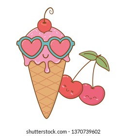 ice cream cherries and sunglasses