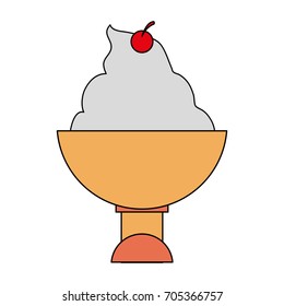 ice cream with cherry in cup icon image 