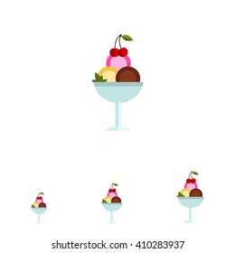 Ice cream with cherry in dessert bowl