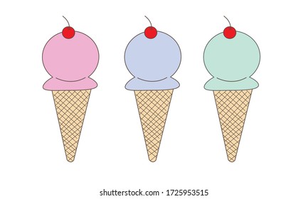 Ice cream cherry Pattern, Colorful seamless ice cream, Ice cream white Background, Ice cream Wallpaper Love Cards Vector Stock Vector Illustration.