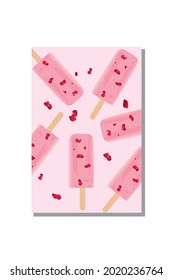 Ice cream with cherry slices pattern