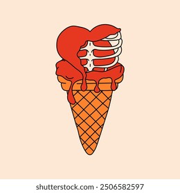 Helado con una cavidad torácica dentro. Comida de Halloween