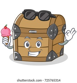 With ice cream chest character cartoon style